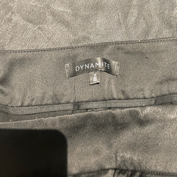 Dynamite | Black Satin Wide Legged Side Zipper Pants | Size 8 - Picture 7 of 8